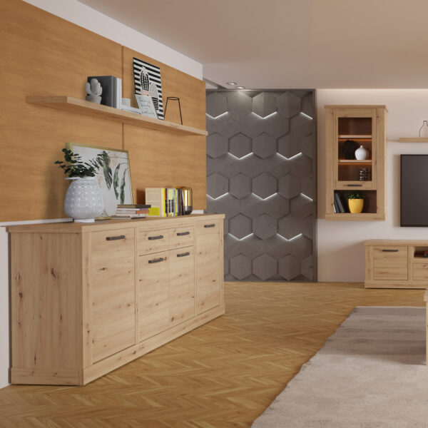 Corona 4 Door 2 Drawer Sideboard in Artisan Oak - Image 7