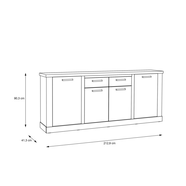 Corona 4 Door 2 Drawer Sideboard in Artisan Oak - Image 8