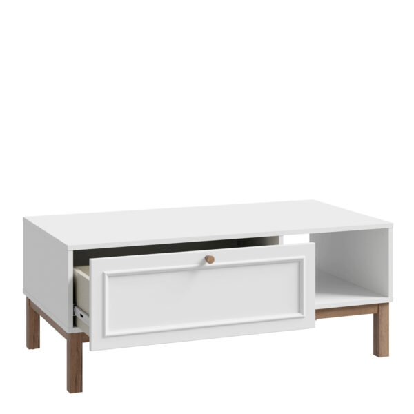 Wensley 1 Drawer Coffee Table in Light Grey and Oak - Image 3
