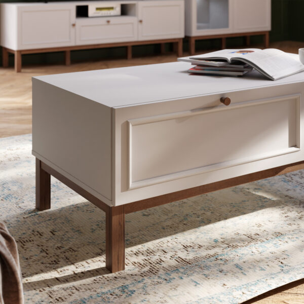 Wensley 1 Drawer Coffee Table in Light Grey and Oak - Image 6
