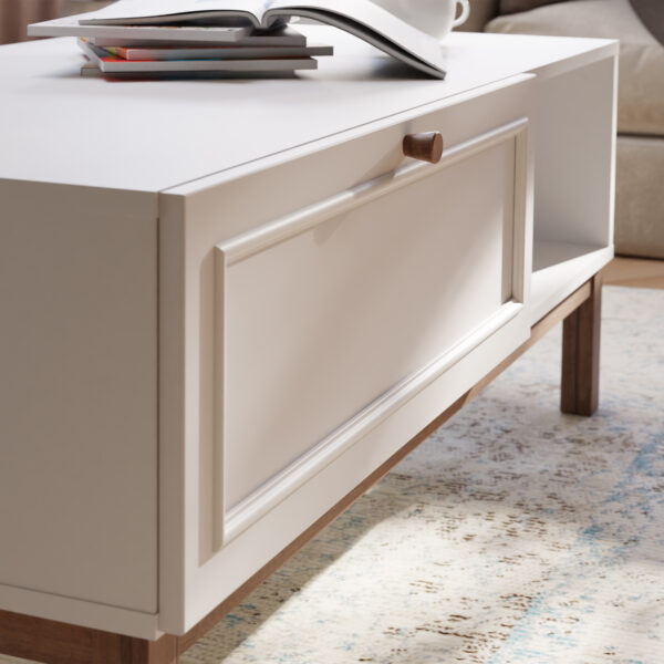 Wensley 1 Drawer Coffee Table in Light Grey and Oak - Image 7