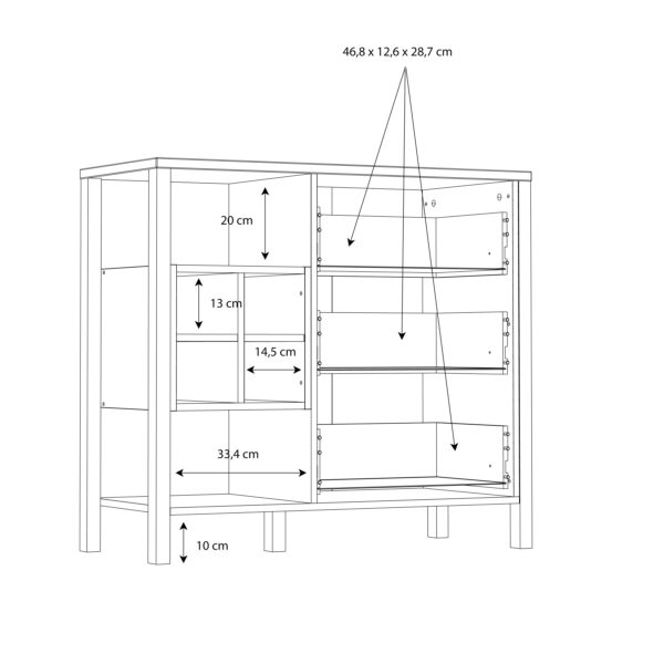 High Rock 3 Drawer Display Chest in Matt Black/Riviera Oak - Image 11