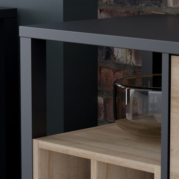 High Rock 3 Drawer Display Chest in Matt Black/Riviera Oak - Image 7