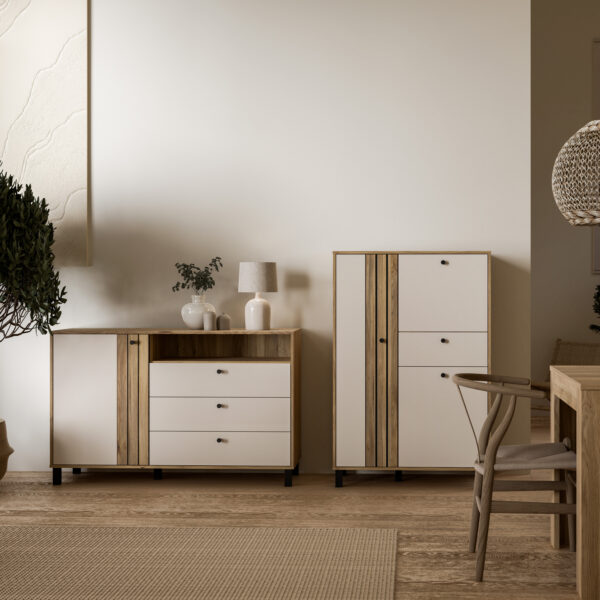 Grafton 1 Door 3 Drawer Chest In Cream and Oak - Image 5