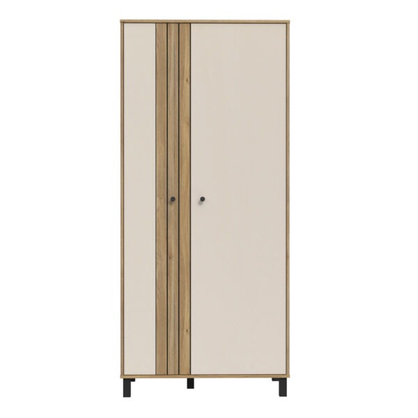 Grafton 2 Door Wardrobe In Cream and Oak - Image 3