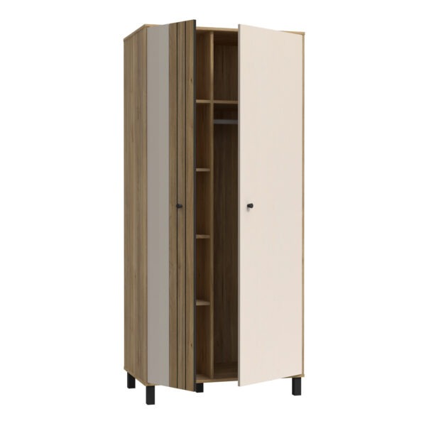 Grafton 2 Door Wardrobe In Cream and Oak - Image 4