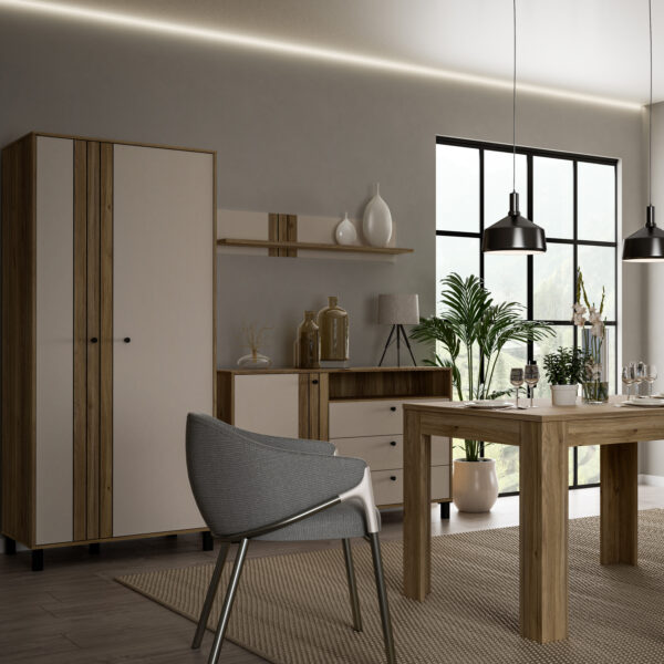 Grafton 2 Door Wardrobe In Cream and Oak - Image 6