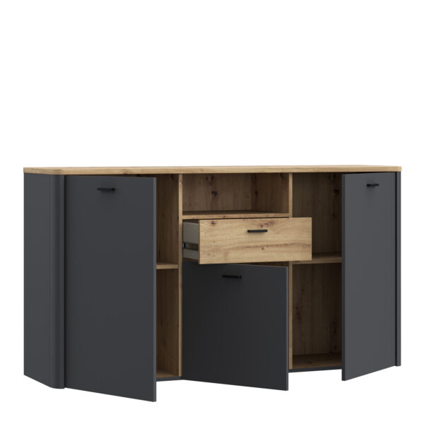 Klara 3 Door 1 Drawer Chest in Grey and Oak - Image 3