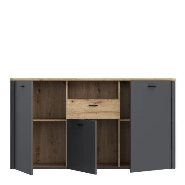 Klara 3 Door 1 Drawer Chest in Grey and Oak - Image 4