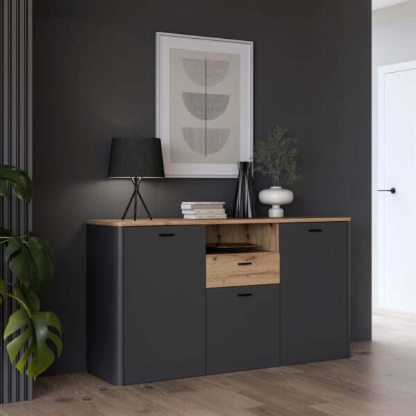 Klara 3 Door 1 Drawer Chest in Grey and Oak - Image 5