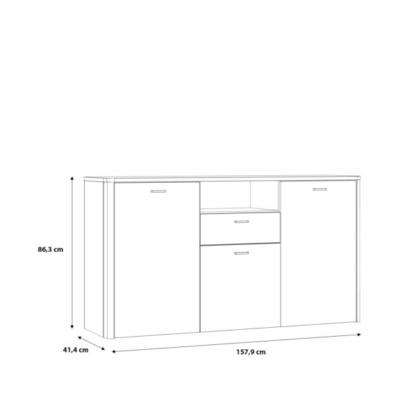 Klara 3 Door 1 Drawer Chest in Grey and Oak - Image 7