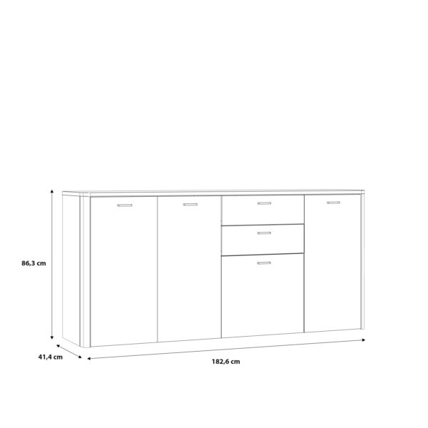 Klara 4 Door 2 Drawer Chest in Grey and Oak - Image 10