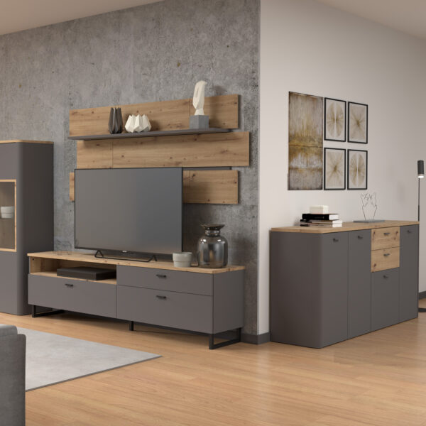 Klara 4 Door 2 Drawer Chest in Grey and Oak - Image 6