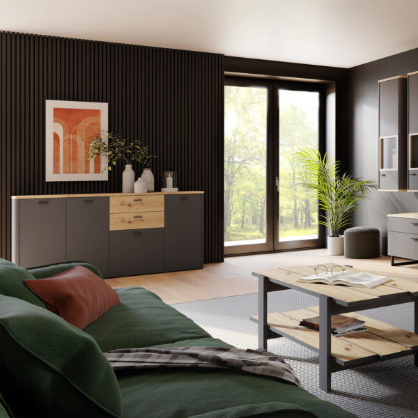 Klara 4 Door 2 Drawer Chest in Grey and Oak - Image 7