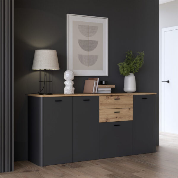 Klara 4 Door 2 Drawer Chest in Grey and Oak - Image 8