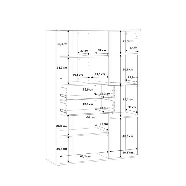 Klara Display Cabinet with 2 Door 2 Drawers and 1 Glass Door in Grey and Oak - Image 9
