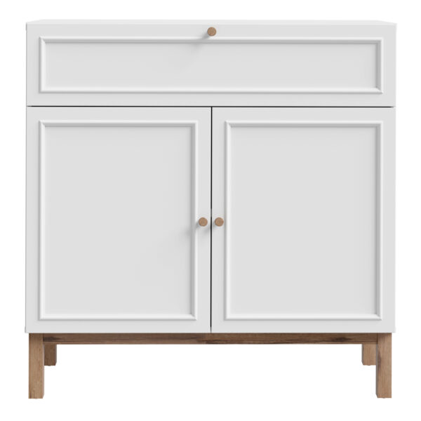 Wensley 2 Door 1 Drawer Console in Light Grey and Oak - Image 2