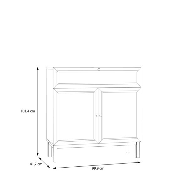Wensley 2 Door 1 Drawer Console in Light Grey and Oak - Image 6