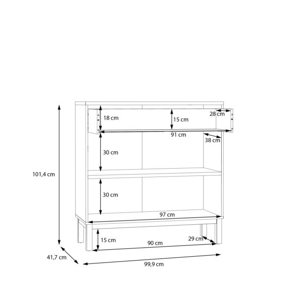 Wensley 2 Door 1 Drawer Console in Light Grey and Oak - Image 7