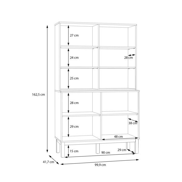 Wensley Display Cabinet with 2 Doors and 2 Glass Doors in Light Grey and Oak - Image 8