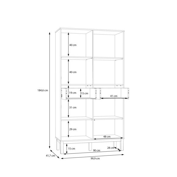 Wensley Display Cabinet with 2 Doors 2 Drawers and 2 Glass Doors in Light Grey and Oak inc LED Lighting - Image 9