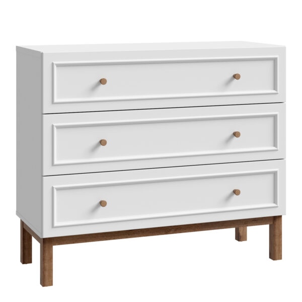 Wensley 3 Drawer Chest in Light Grey and Oak