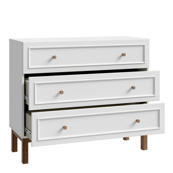 Wensley 3 Drawer Chest in Light Grey and Oak - Image 3