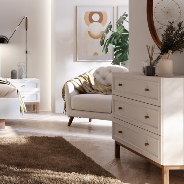 Wensley 3 Drawer Chest in Light Grey and Oak - Image 6
