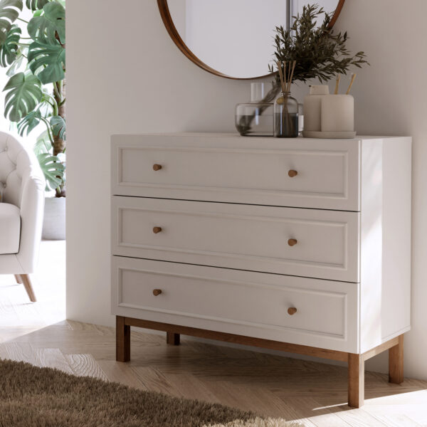 Wensley 3 Drawer Chest in Light Grey and Oak - Image 7