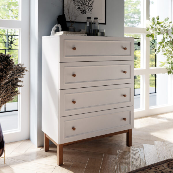 Wensley 4 Drawer Chest in Light Grey and Oak - Image 8
