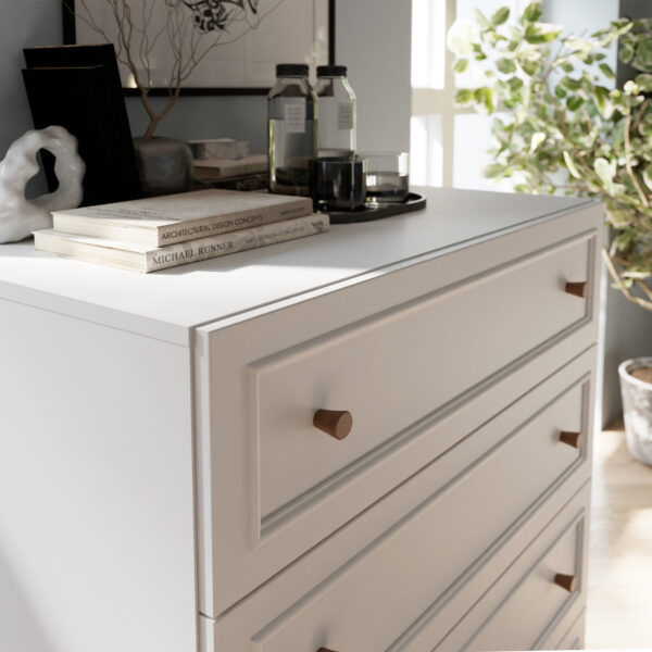 Wensley 4 Drawer Chest in Light Grey and Oak - Image 9