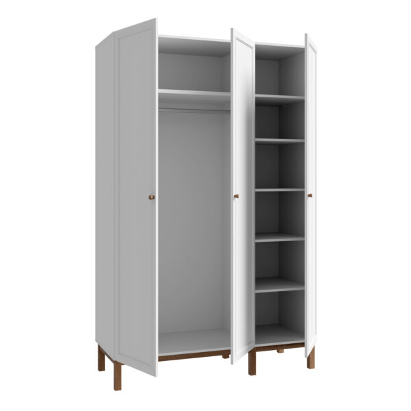 Wensley 3 Door Wardrobe in Light Grey and Oak - Image 4