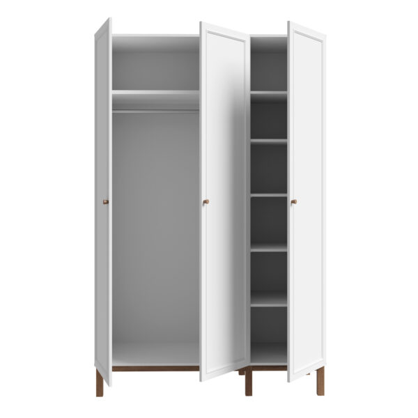 Wensley 3 Door Wardrobe in Light Grey and Oak - Image 5