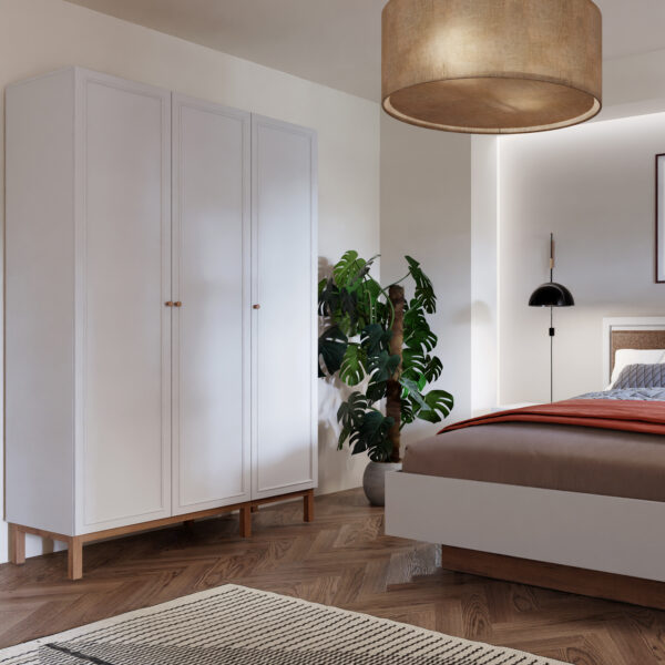 Wensley 3 Door Wardrobe in Light Grey and Oak - Image 6