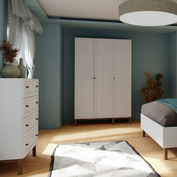 Wensley 3 Door Wardrobe in Light Grey and Oak - Image 7