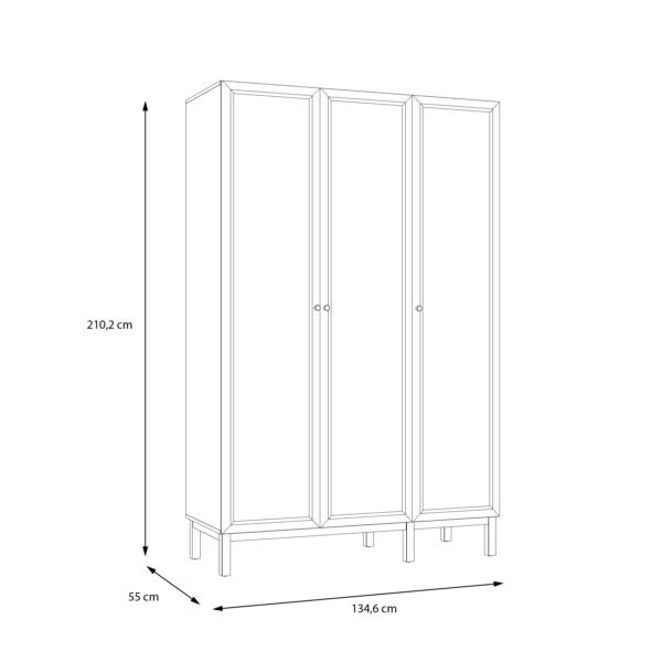 Wensley 3 Door Wardrobe in Light Grey and Oak - Image 8