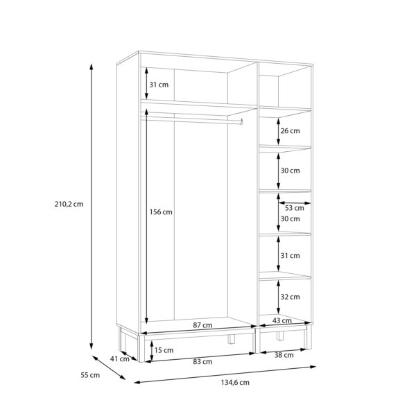 Wensley 3 Door Wardrobe in Light Grey and Oak - Image 9