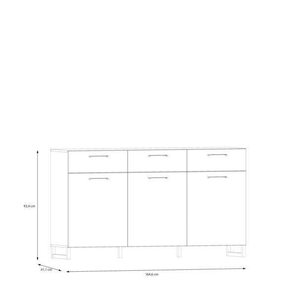 Sali 3 Door 3 Drawer Chest in Light Grey - Image 8