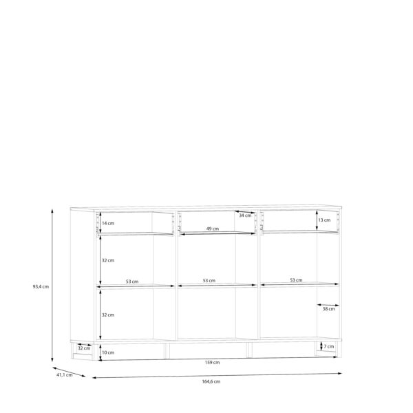 Sali 3 Door 3 Drawer Chest in Light Grey - Image 9