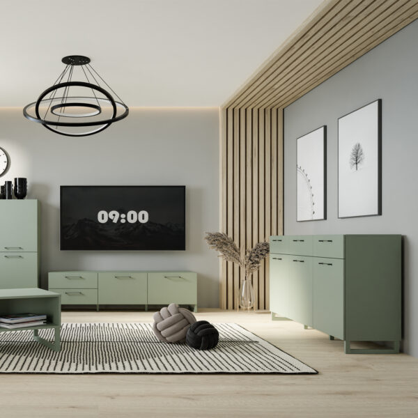 Sali 3 Door 3 Drawer Chest in Sage Green - Image 5