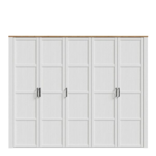 Bohol 5 Door Wardrobe in Riviera Oak/White - Image 3