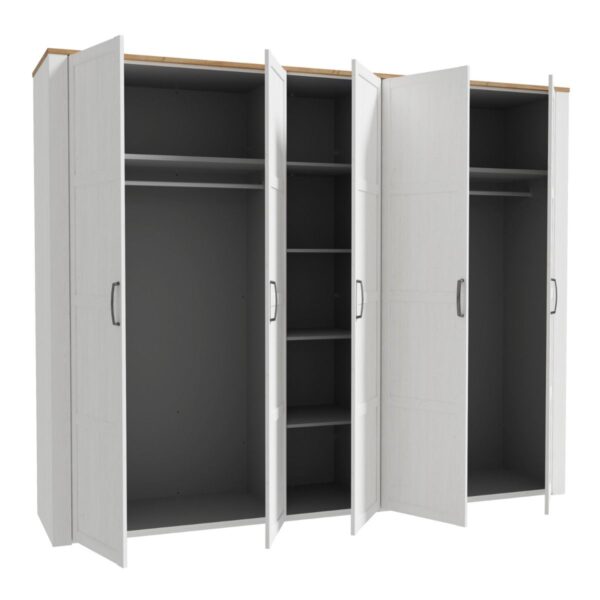 Bohol 5 Door Wardrobe in Riviera Oak/White - Image 6