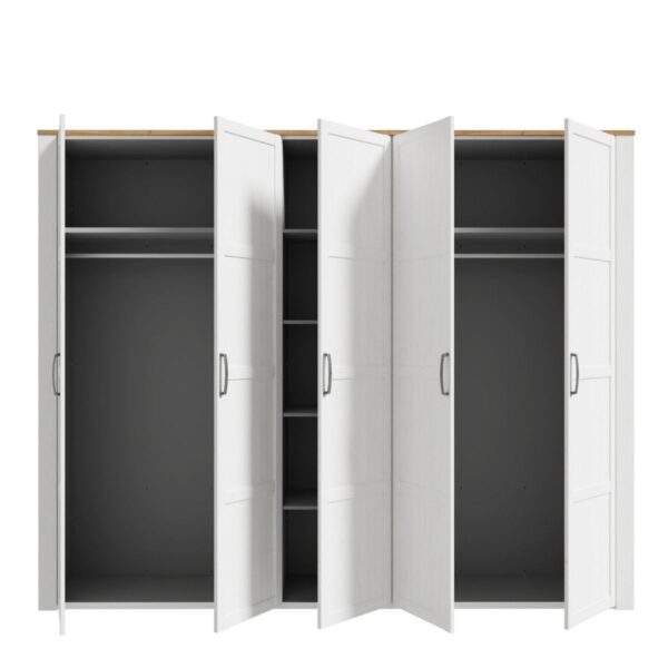 Bohol 5 Door Wardrobe in Riviera Oak/White - Image 8