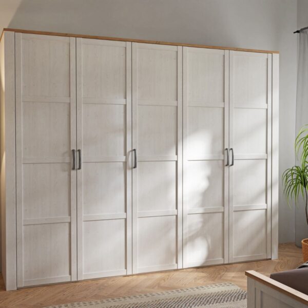 Bohol 5 Door Wardrobe in Riviera Oak/White - Image 2