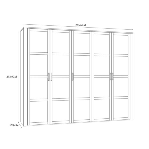 Bohol 5 Door Wardrobe in Riviera Oak/White - Image 7