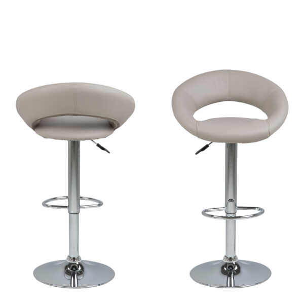Plump Light Grey Swivel Bar Stool with Open Back - Image 2