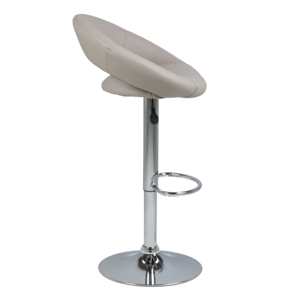 Plump Light Grey Swivel Bar Stool with Open Back - Image 3