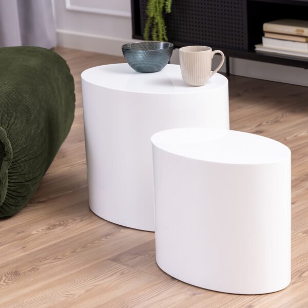 Mice Oval Coffee Table in White Set of 2 - Image 4
