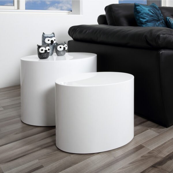 Mice Oval Coffee Table in White Set of 2 - Image 6