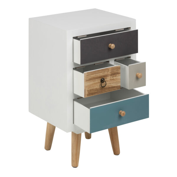 Thais White Shabby Chic Multi Coloured Bedside with 4 Drawers - Image 4